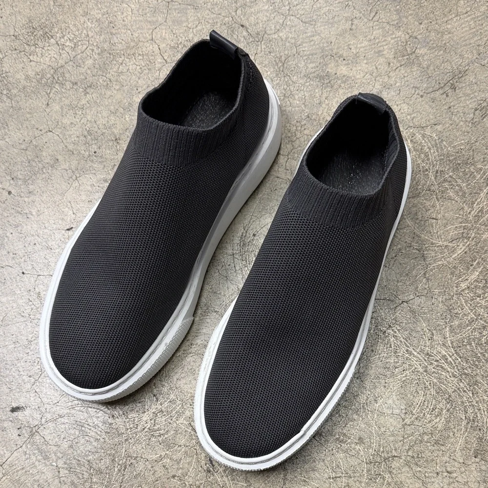 * J Slides Black Platform Slip-On Shoes